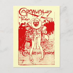 1913 Französisches Karnevalspender, rot Postkarte