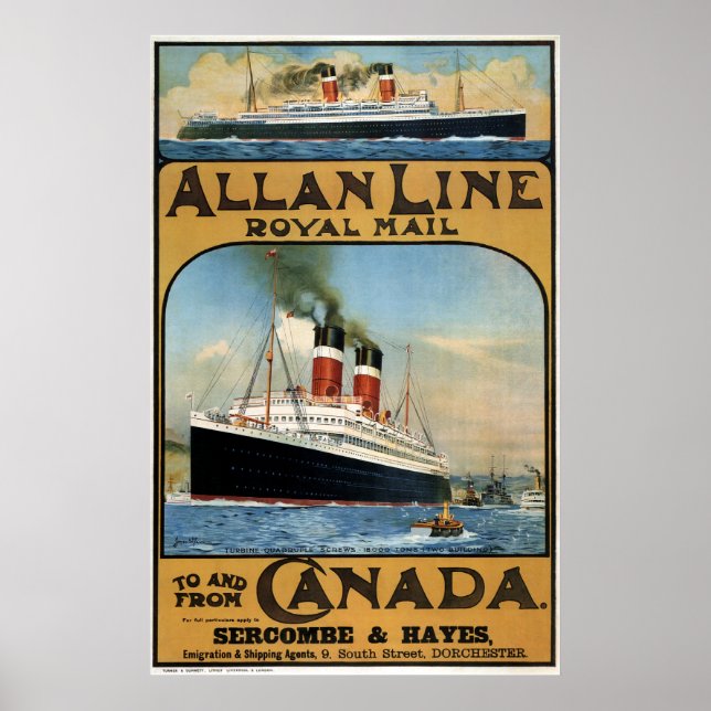 1913 KANADA, VEREINIGTES KÖNIGREICH, STEAMSHIP POSTER (Vorne)