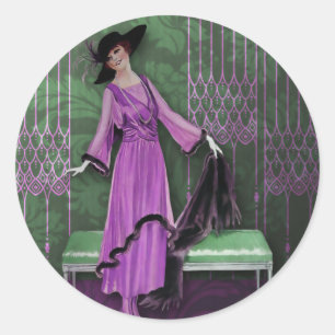 1913 Luxe: Vintage Mode in Lilac & Mint Runder Aufkleber