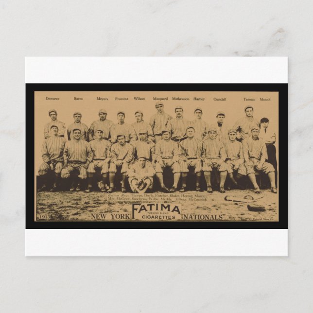 1913 New York Giants Fatima Tobacco Card Print Postkarte (Vorderseite)