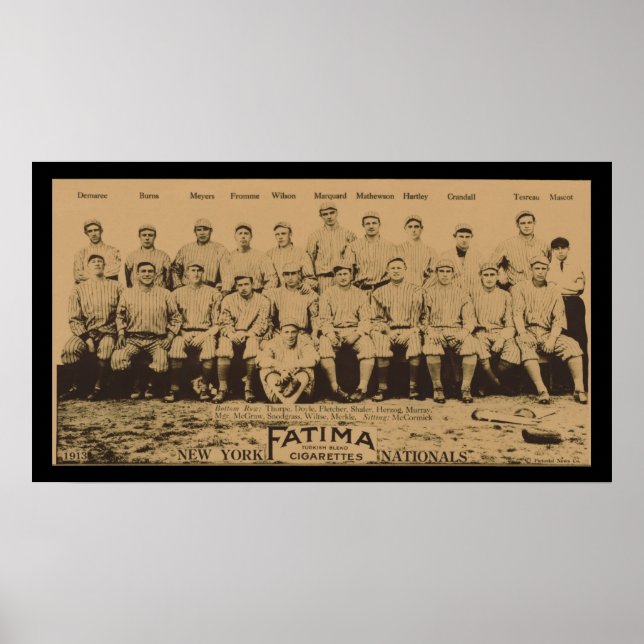 1913 New Yorker Giants Fatima Tobacco Card Poster (Vorne)