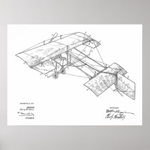 1913 Vintage Flugzeug Patent Kunst Zeichnung Druck Poster
