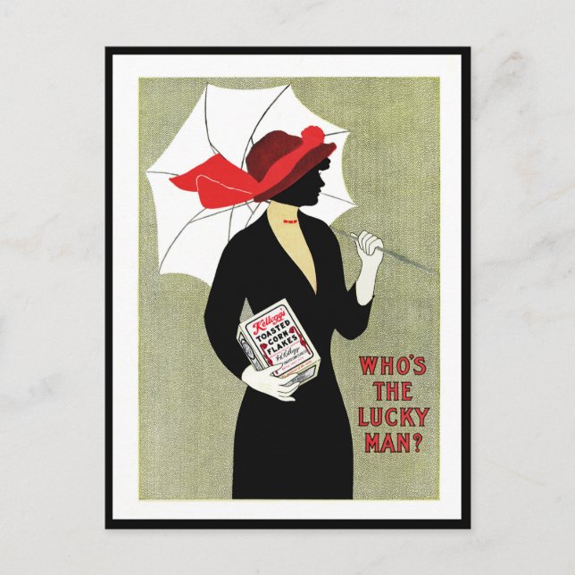 1914 ART DECO "LUCKY MAN" CORN FLAKES ADV POSTKARTE (Vorderseite)