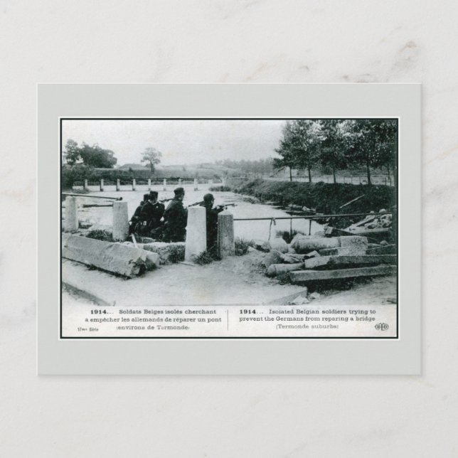 1914 Belgische Soldaten in der Verteidigung bei Te Postkarte (Vorderseite)