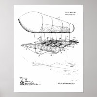 1914 Flying Machine Patent Art Zeichnend Print