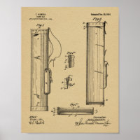 1914 Golf Caddy Club Bag Design Patent Art Print