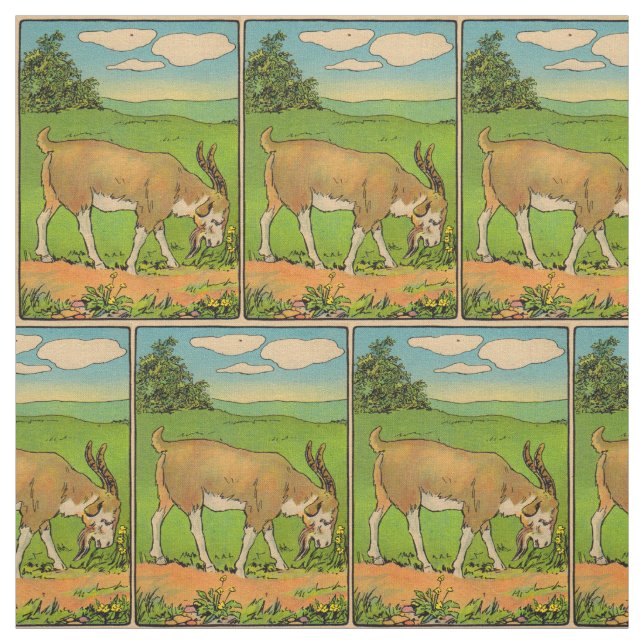 1914 Grazing billygoat Illustration Stoff (Muster)