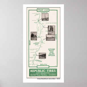 1914 Karte, Carson City, Steamboat, Glenbrook Poster