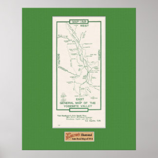 1914 Karte des Yosemite Valley Poster