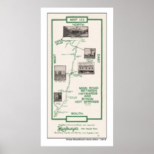 1914 Karte, Haywards zu Byron heißen Quellen Poster