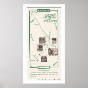 1914 Karte, Los Cruces to Los Alamos Poster