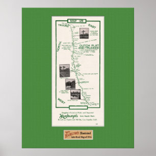 1914 Karte, Niederländisch Flat to Truckee - Grn M Poster