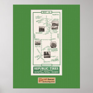 1914 Karte, Redlands nach Perris Poster