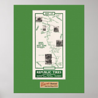 1914 Karte, San José bis Soquel Poster