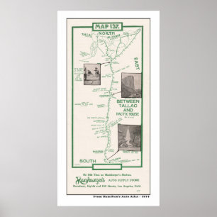 1914 Karte, Tahoe, pazifisches Haus zu Tallac Poster
