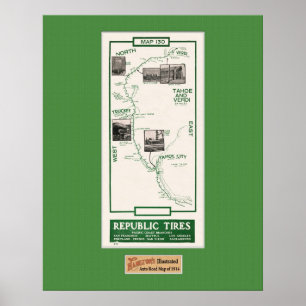 1914 Karte, Truckee zu Verdi Poster