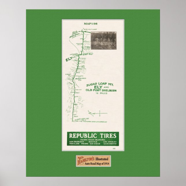 1914 Map, Fort Shelborn, Ely, and Sugar Loaf MT Poster (Vorne)