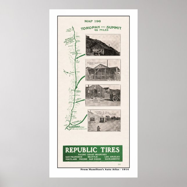 1914 Map, Tonopah und Hot-Creek-Gipfel Poster (Vorne)