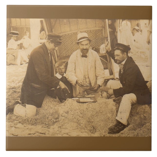 1914 Spaß am Strand in Deutschland RPPC Fliese (Vorderseite)