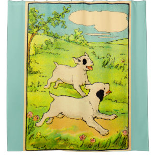1914 zwei Hunde drucken Duschvorhang