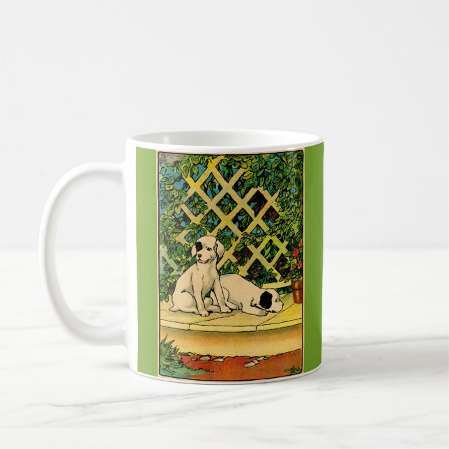 1914 zwei Hunde neugierig Kaffeetasse (Links)