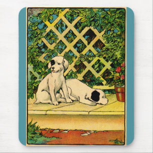 1914 zwei Hunde neugierig Mousepad