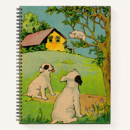 1914 zwei Hunde und eine kleine weiße Katze Notizbuch