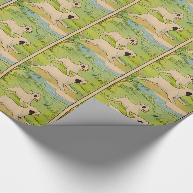 1914 zwei laufende Hunde Geschenkpapier (Ecke)