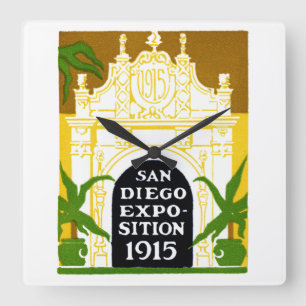 1915 Ausstellung in San Diego Quadratische Wanduhr