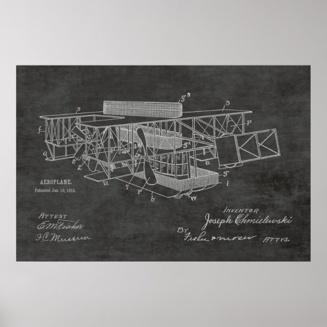 1915 Bootsflugzeug-Patentkunst Zeichnend Druck Poster (Vorne)