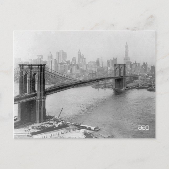 1915 Brooklyn Bridge und Manhattan New York City Postkarte (Vorderseite)