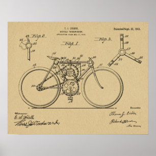 1915 Fahrrad-Getriebe-Design-Patent-Kunststoffdruc Poster