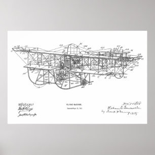 1915 Flugmaschinen-Flugzeug-Patentzeichnung Druck Poster