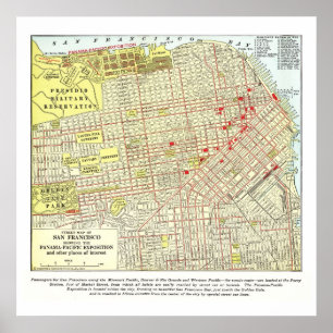 1915 Karte von San Francisco - Poster