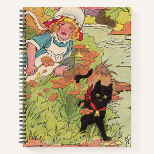 1915 niedliches kleines Mädchen und ihre schwarze Notizbuch