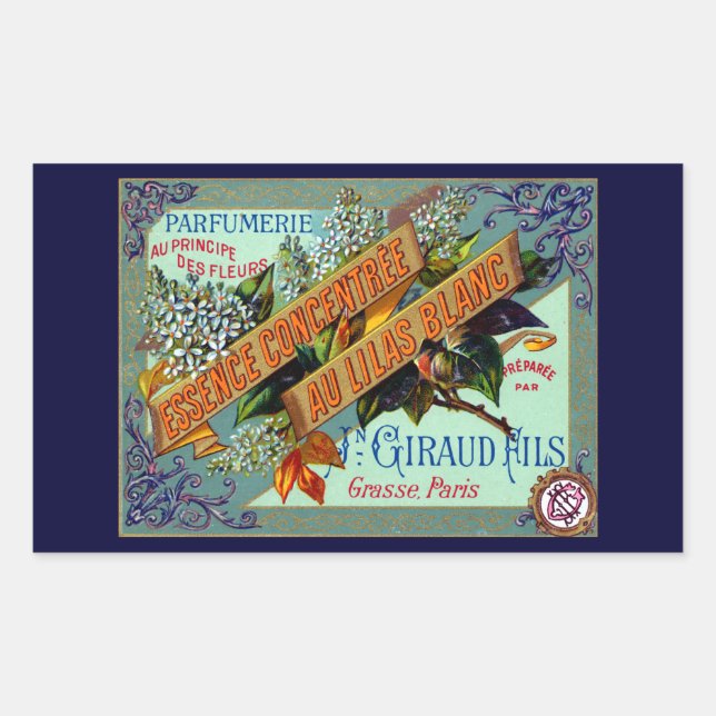 1915 Parfüm des weißen Lilac Rechteckiger Aufkleber (Vorderseite)