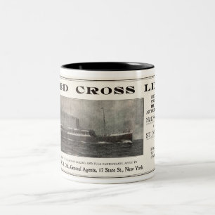1915 REISE MIT STEAMSHIP-WERBUNG ZWEIFARBIGE TASSE