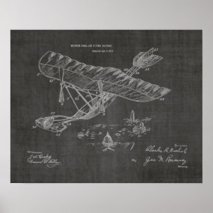 1915 Vintage Flugzeug-Patentkunstzeichnung Druck Poster