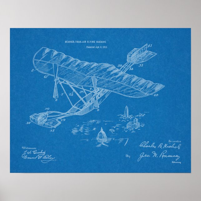 1915 Zeichnend Flugmaschine Poster (Vorne)