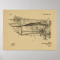 1916 Flugzeug Doppeldecker Patent Zeichnung Kunst