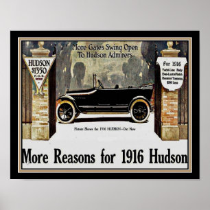 1916 Hudson Automobile-Werbung Poster