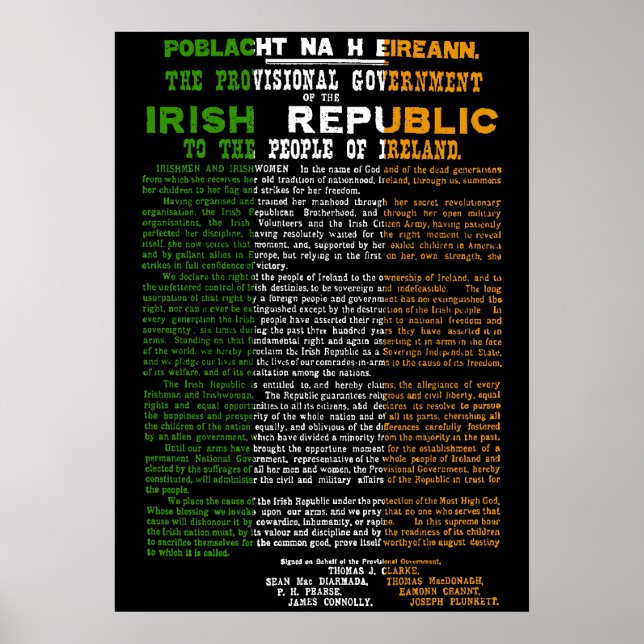 1916 Osteraufstieg Irische Erklärung des Posters Poster (Vorne)
