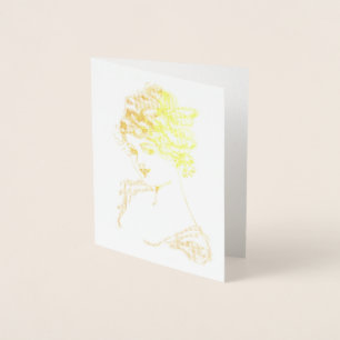1917 Art Nouveau Lady Gold Foil Note Card Folienkarte