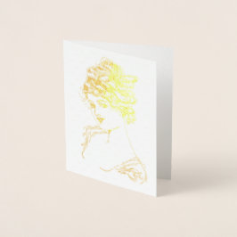 1917 Art Nouveau Lady Gold Foil Note Card Folienkarte