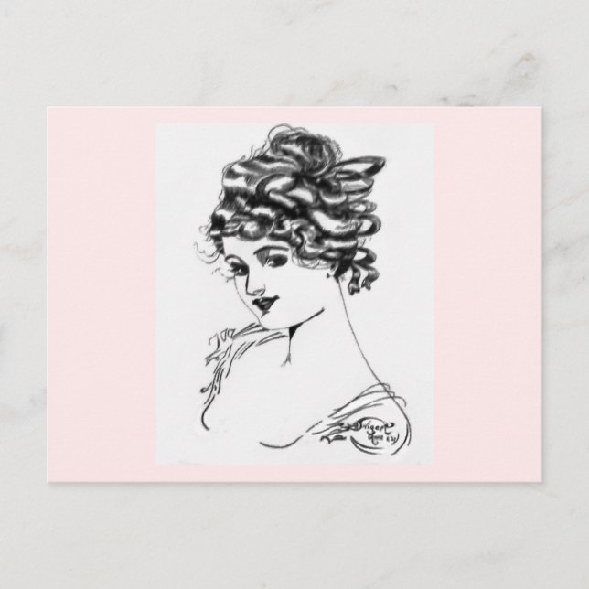 1917 Jugendstil-Tinte Gezeichnet von meinem Opa Postkarte (Vorderseite)