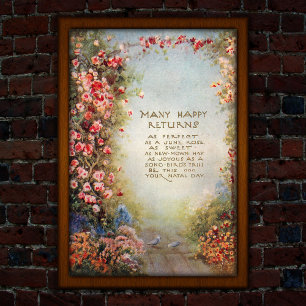 1917 Vintage Florale Geburtstagsgrüße Poster