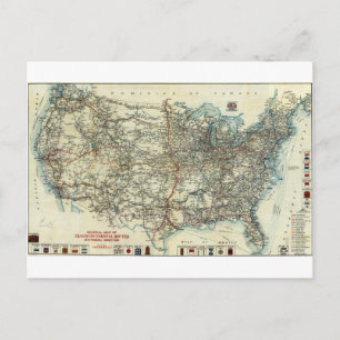 1918 AAA General Map of Transcontinental Routes Postkarte