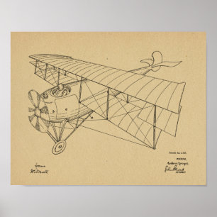 1918 Doppeldecker-Flugzeug-Patent-Kunstzeichnung D Poster