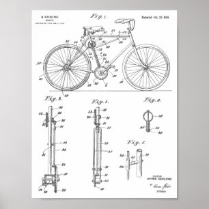 1918 Kettenloses Fahrrad-Design-Patent Kunststoffd Poster