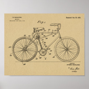 1918 Kettenloses Fahrrad-Design-Patent Kunststoffd Poster